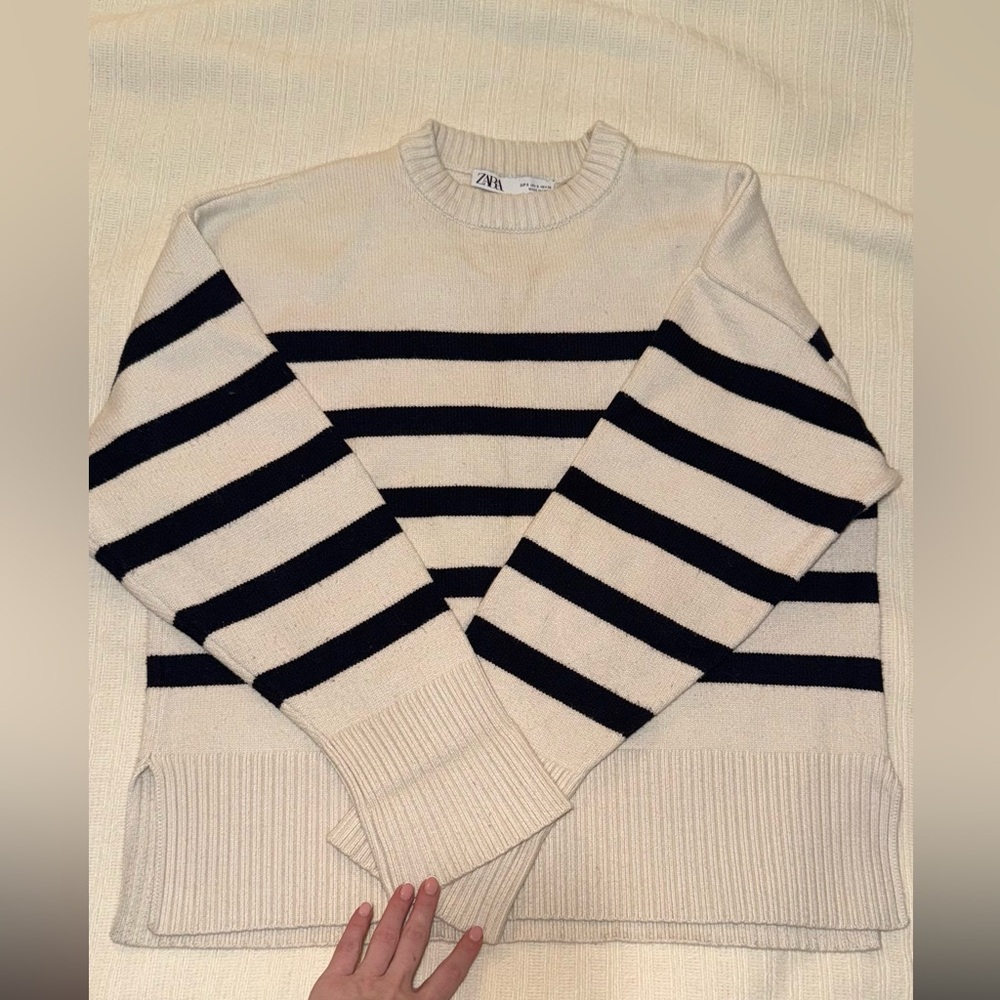 Zara Cream Ribbed Sweater